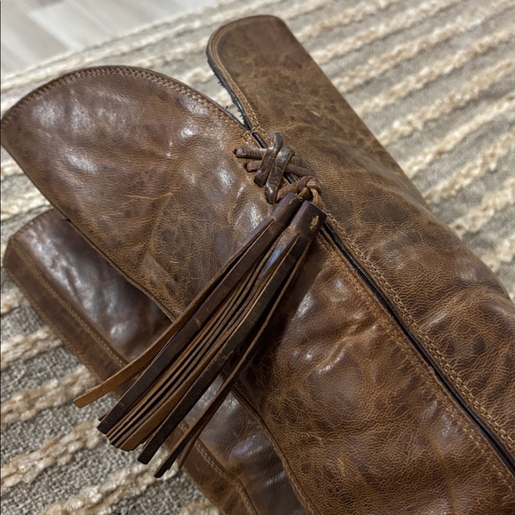 Ariat Women Brown Zipper Tassel Cowboy Leather Western Boots Size 8 - Picture 12 of 16